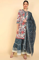 Cotton Floral Printed Kurta Sharara With